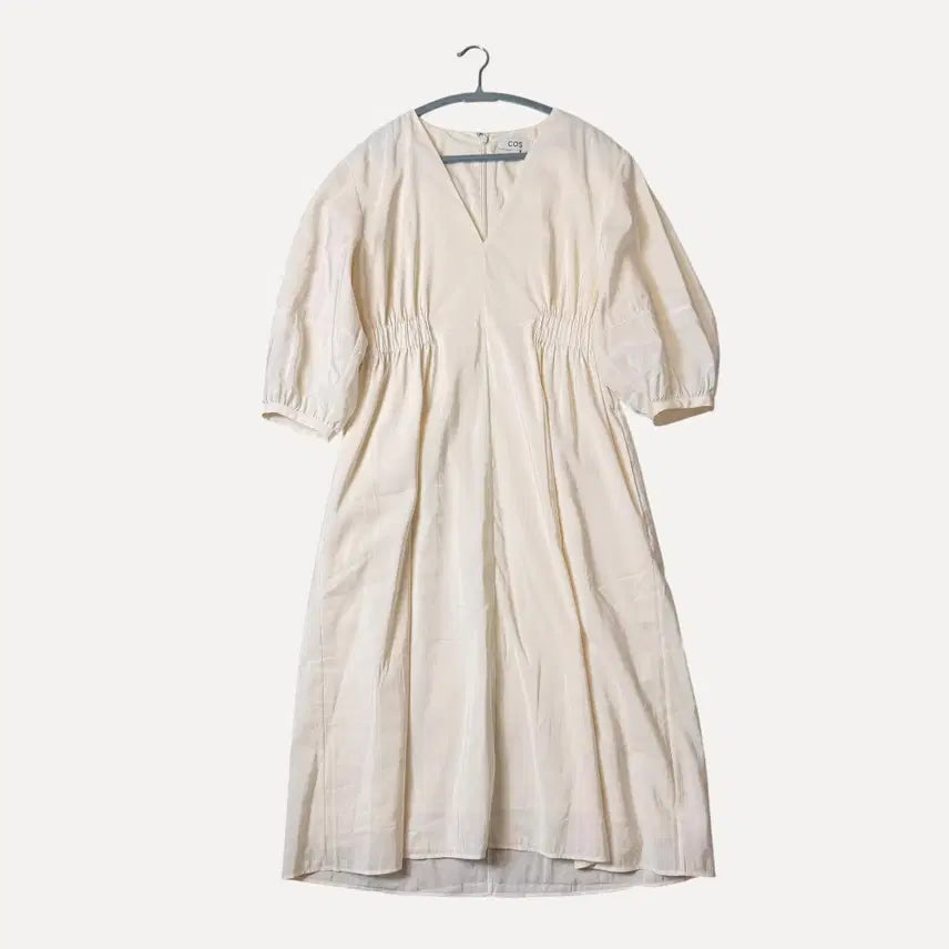 [BUNJANG] COS V-Neck Shirred Waist Midi Dress Size EUR 40 / 코스 cos 브이넥 웨이스트 미디 드레스 EUR 40 사이즈
