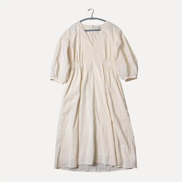 [BUNJANG] COS V-Neck Shirred Waist Midi Dress Size EUR 40 / 코스 cos 브이넥 웨이스트 미디 드레스 EUR 40 사이즈