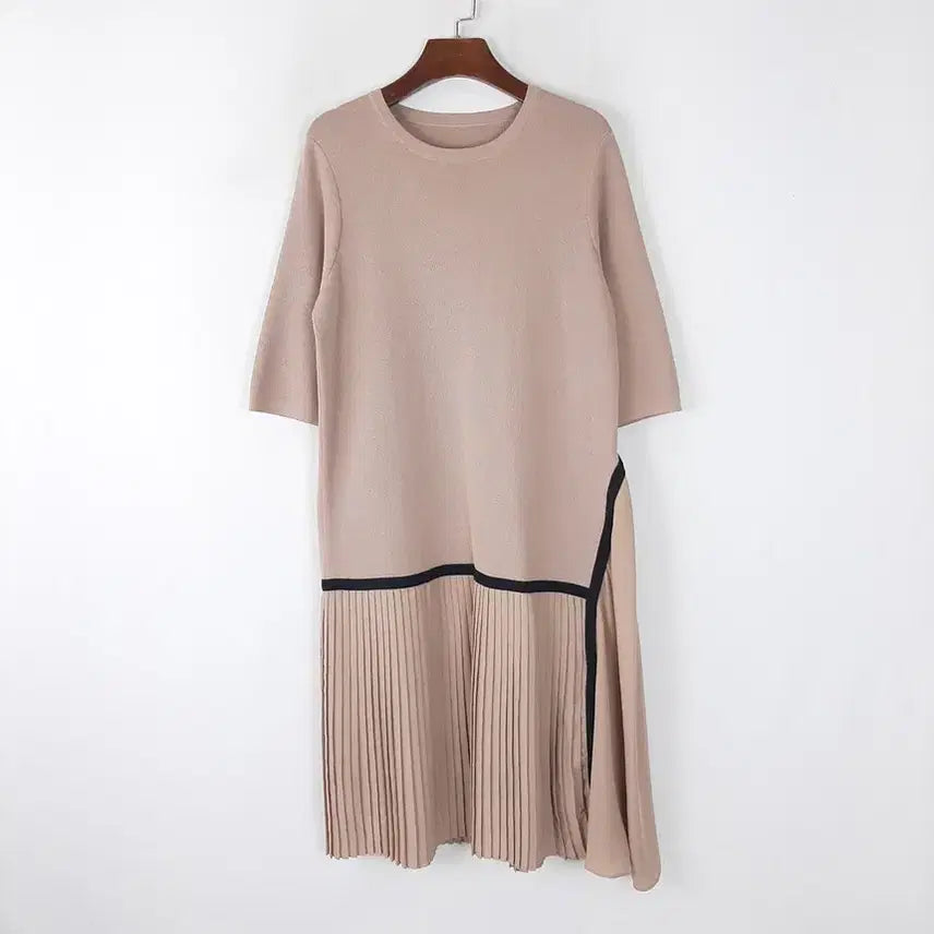 [BUNJANG] Women's Knit Chiffon Pleated Dress / 여성 니트 쉬폰주름 원피스F