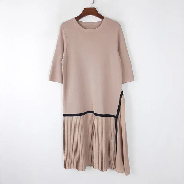 [BUNJANG] Women's Knit Chiffon Pleated Dress / 여성 니트 쉬폰주름 원피스F