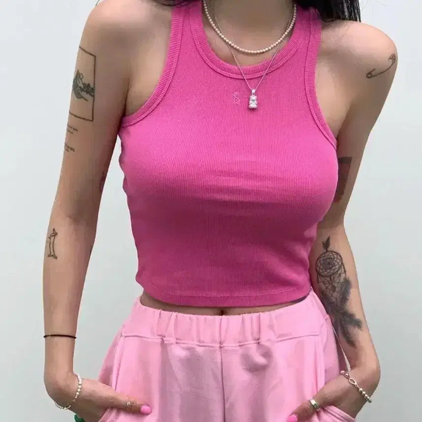 [BUNJANG] Pale Jaded Sleeveless Top and Pants Set / 페일제이드 나시 바지