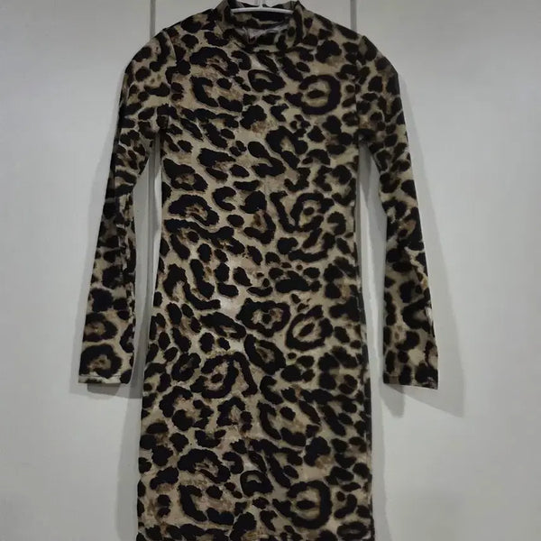 [BUNJANG] Leopard Print Slim Fit Dress / 레오파드 호피무늬 패턴 슬림 원피스