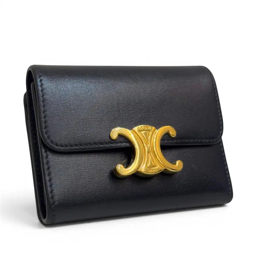 [BUNJANG] Celine Triomphe Shiny Calfskin Wallet Coin Black / 셀린느 월렛코인 트리옹프 샤이니 카프스킨 블랙