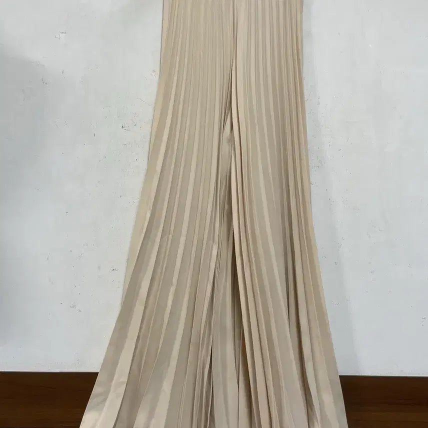 [BUNJANG] Pleated Wide Pants Skirt (Beige) / N6791 플리츠 와이드 바지.치마바지