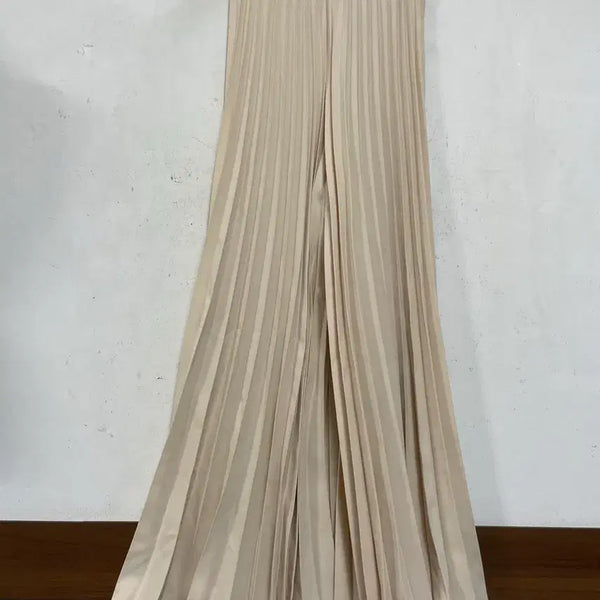 [BUNJANG] Pleated Wide Pants Skirt (Beige) / N6791 플리츠 와이드 바지.치마바지