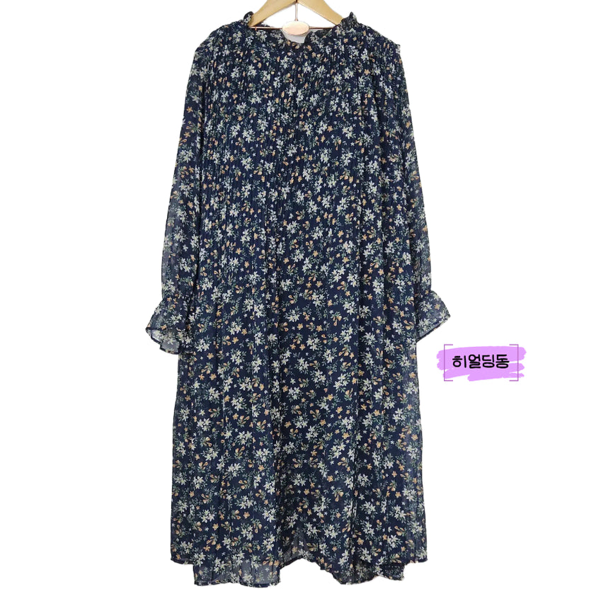 [BUNJANG] Pleated Chiffon Long Dress / 딩동 :) 여름세일/2XL/플리츠 쉬폰 롱원피스_160