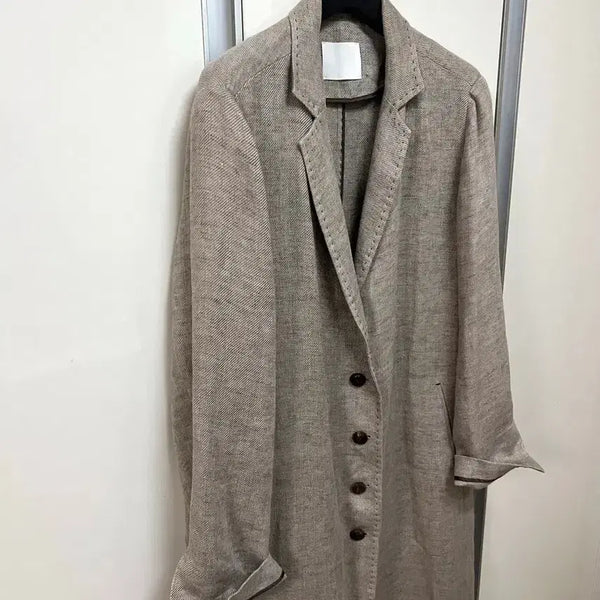 [BUNJANG] Linen 100% Long Trench Coat (Ectop) with Star Stitching / 제평 린넨100% 바바리 롱 자켓 에토프 고퀄 호시스티치 트렌치코트 봄여름
