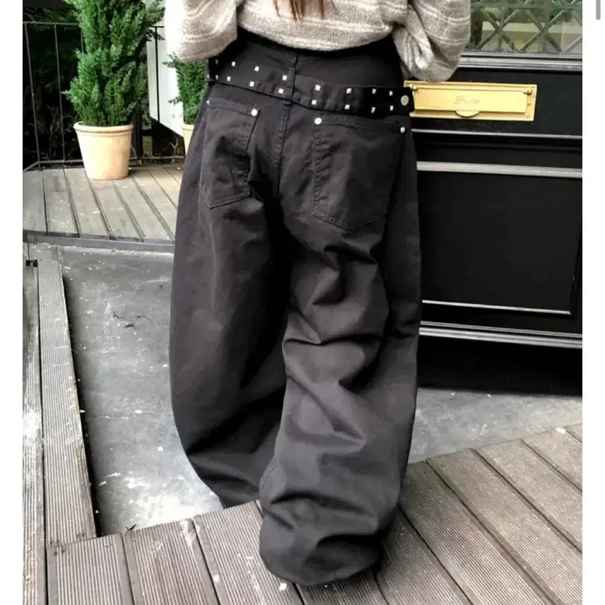[BUNJANG] Wonder Wonder Studded Wide Pants M / 원더원더 스터드 와이드 팬츠 M