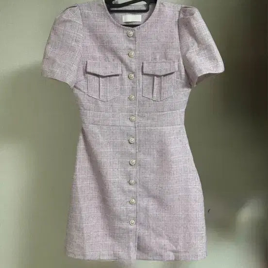 [BUNJANG] Elegant Button Detail Mini Dress - Pink / 고급스러운 원피스 핑크