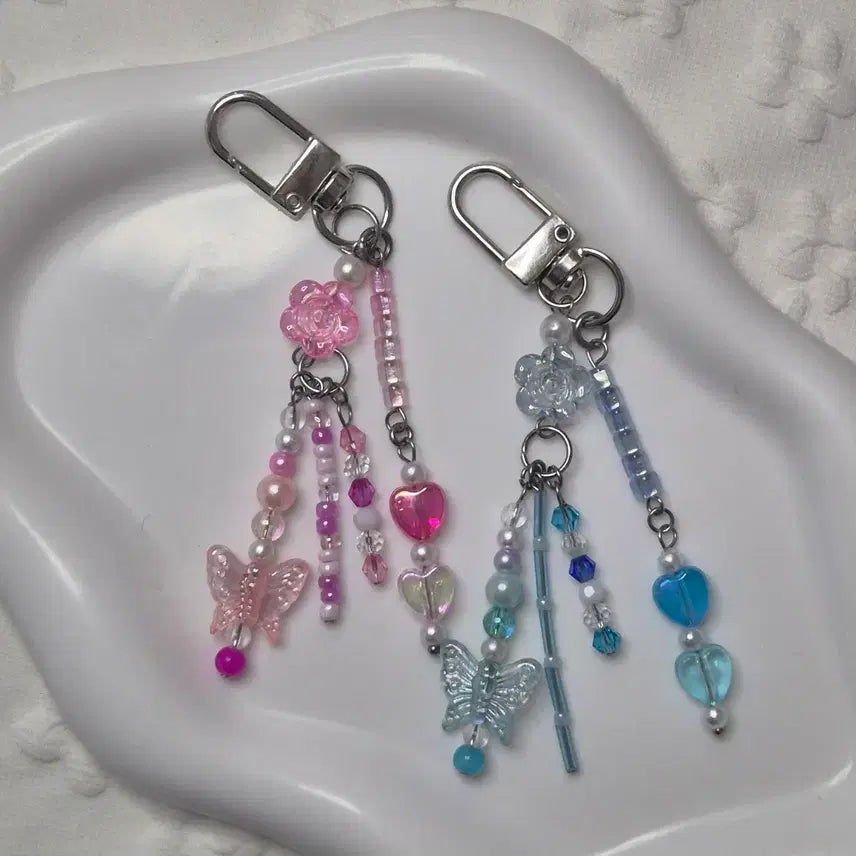 [BUNJANG] Rose Drop Beaded Keychain / 장미드롭키링 비즈키링