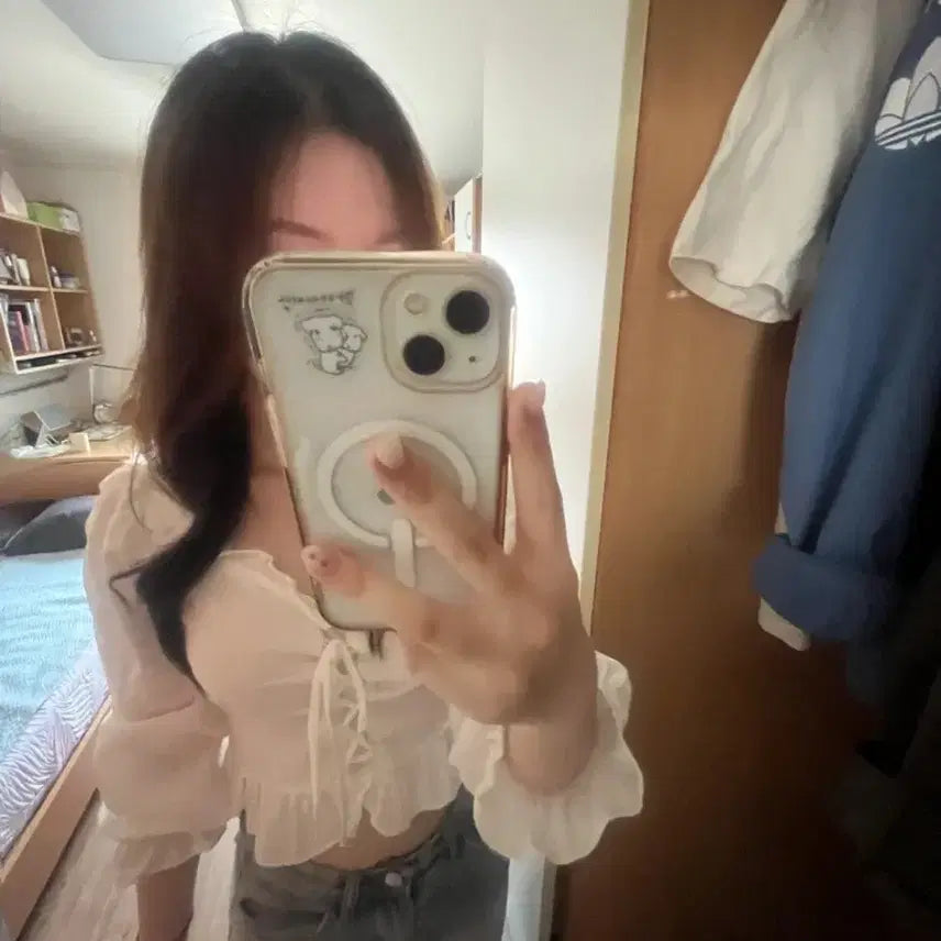 [BUNJANG] Crop Blouse / (실제 착용샷) 크롭 블라우스