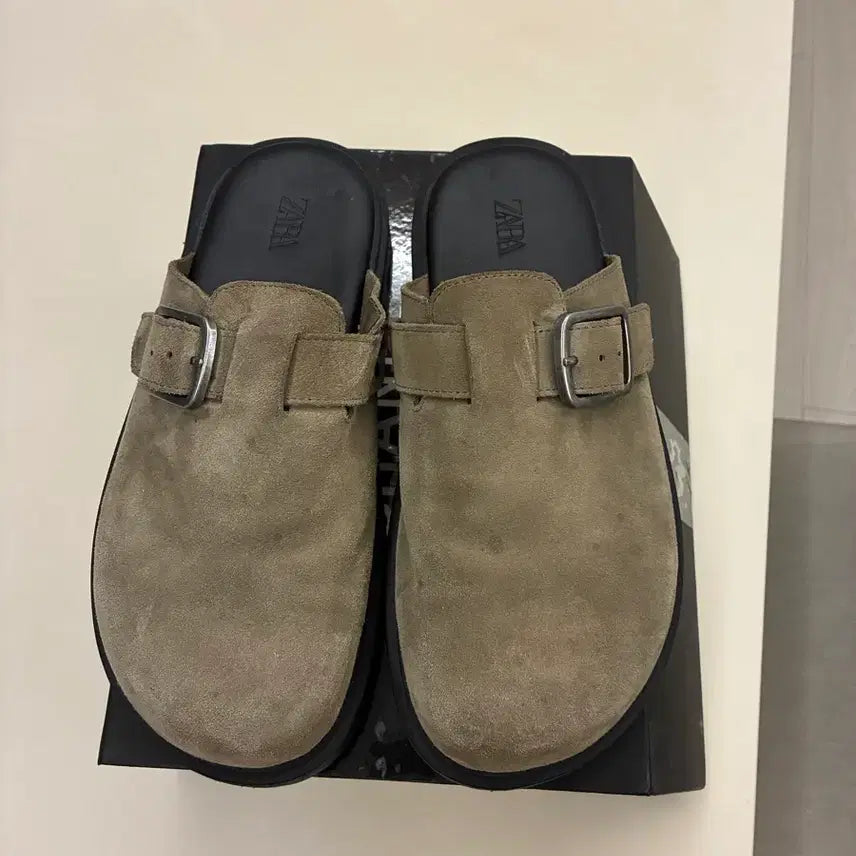 [BUNJANG] ZARA Suede Clog Boston Leather Mules Size 260 / 자라 스웨이드 클로그 보스턴 레더 뮬 260