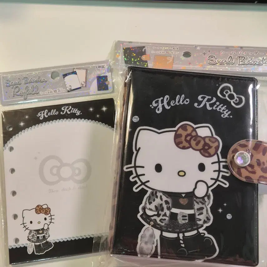 [BUNJANG] Sanrio Hello Kitty Black Leopard Print Binder Inner Sleeves Set / 산리오 헬로 키티 블랙 레오파드 호피 씰 바인더 속지 세트