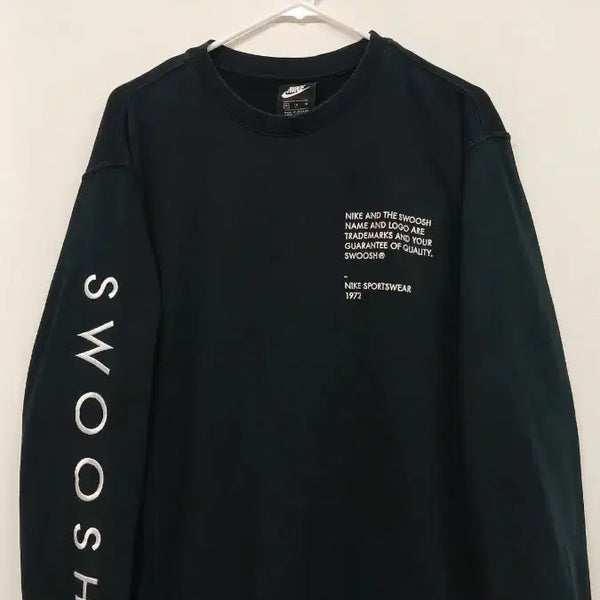 [BUNJANG] Nike Swoosh Sweatshirt Black / 나이키 스우시 맨투맨 검정