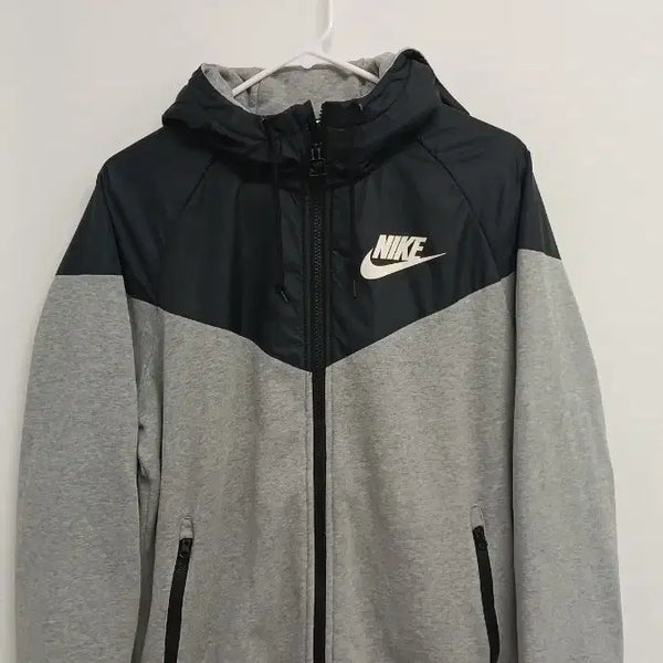 [BUNJANG] Nike Hooded Zip-Up Jacket - Gray/Black / 나이키 후드 집업 회색 검정