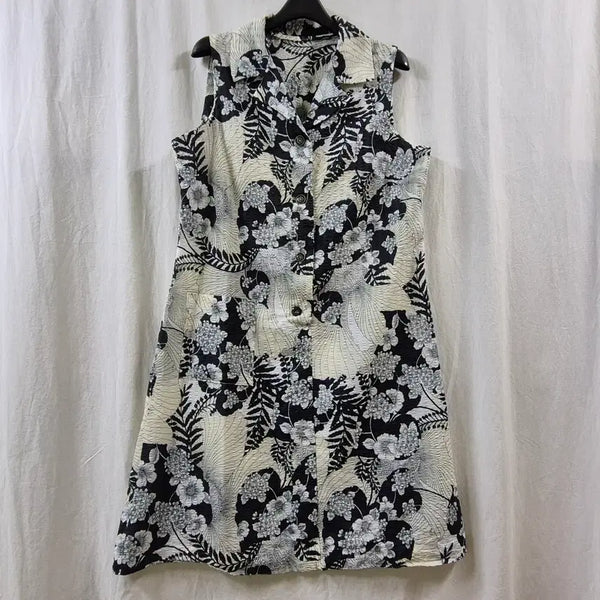 [BUNJANG] Vintage Floral Sleeveless Shirt Dress / 일본 구제 빈티지 민소매 플로럴 셔츠 원피스