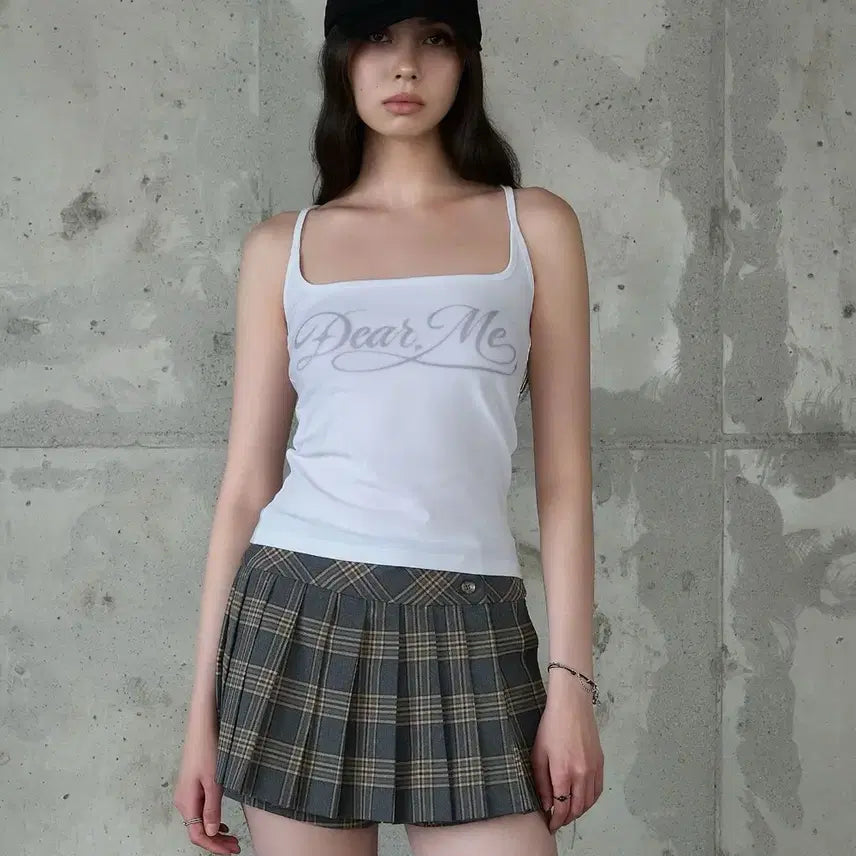 [BUNJANG] Dear My Square Neck Sleeveless White M / 디어미 스퀘어넥 로고 슬리브리스 화이트 M