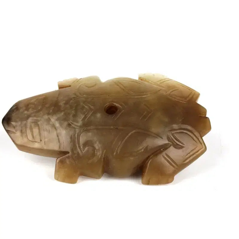 [BUNJANG] Ancient Chinese Shang Dynasty Jade Carved Frog Pendant / 화전개구리형 옥패