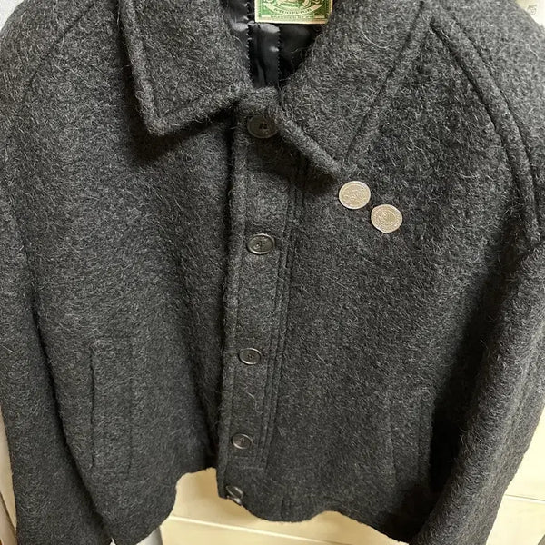 [BUNJANG] STU Wool Banding Blouson Jacket Black / [M] STU 에스티유 울 밴딩 블루종 자켓 블랙