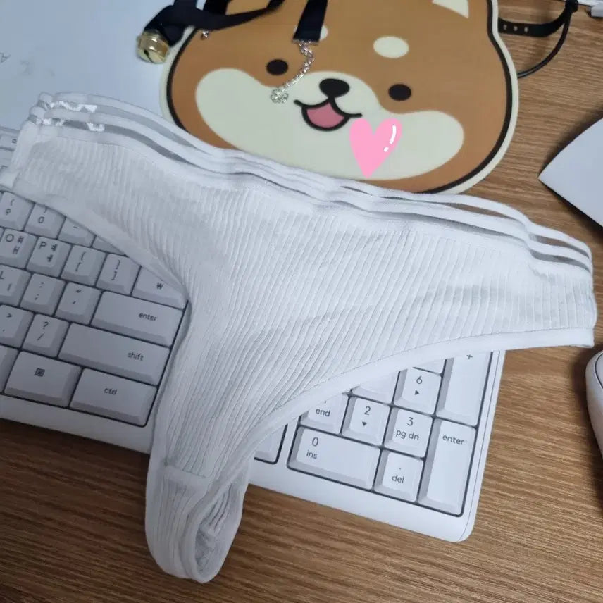 [BUNJANG] White Banding Cotton Thong Panties (Used) / 화이트 밴딩 면 티팬티(중고)