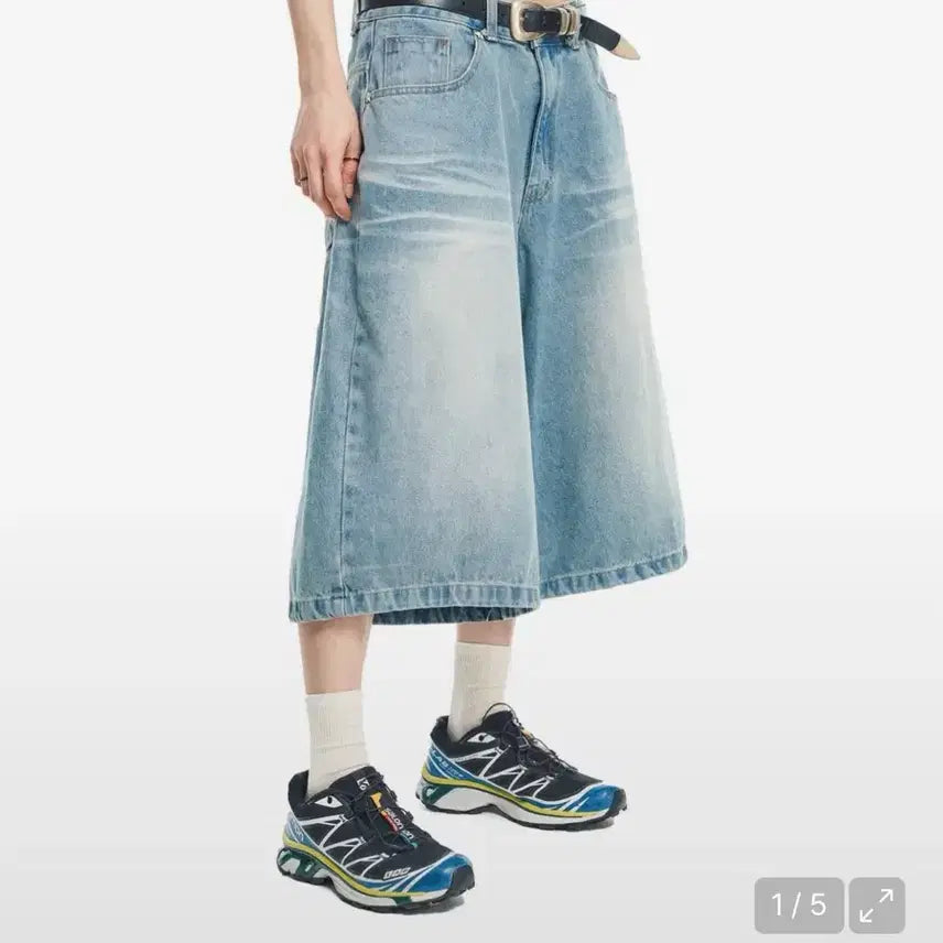 [BUNJANG] EasyNohEasy Denim Bermuda Shorts Light Blue Size 1 / 이지노이지 데님 버뮤다팬츠