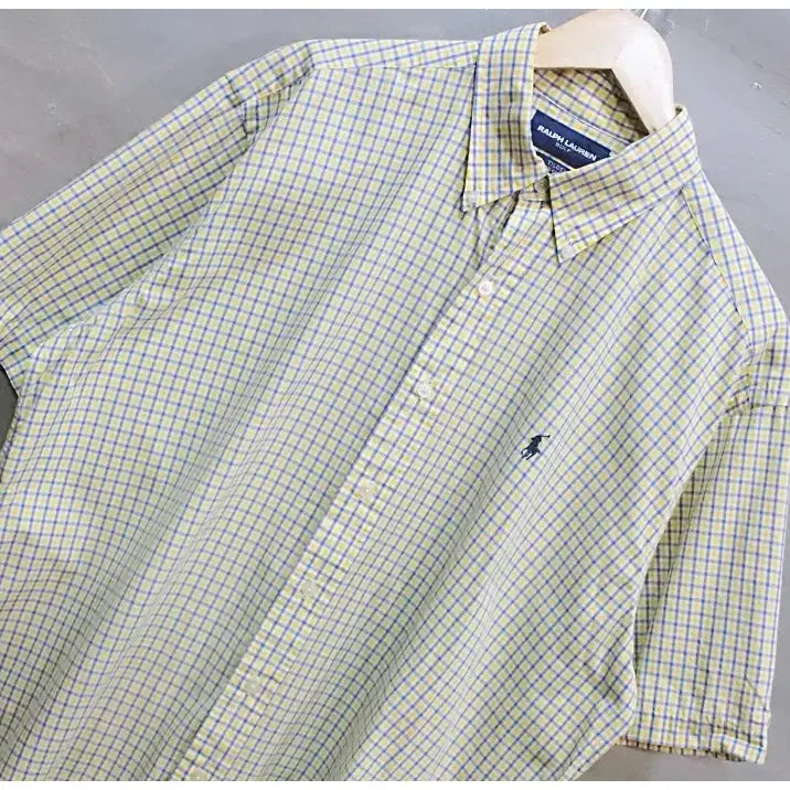 [BUNJANG] 90s Polo Ralph Lauren Golf Tilden Check Half Shirt (Men's 100) / 90s 폴로 랄프로렌 골프 틸덴 체크 하프 셔츠 (남성100)