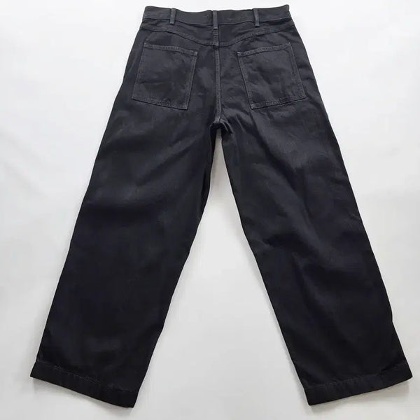 [BUNJANG] Uniqlo Black Washed Wide Tapered Denim Pants Size 34 / 유니클로 청바지 흑청 와이드 데님팬츠 사이즈34 R6612