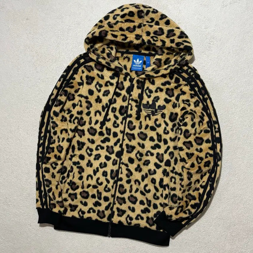 [BUNJANG] Adidas Leopard Sherpa Hooded Zip-Up / 아디다스 대장 갸루 레오파드 호피 쉐르파 후드집업