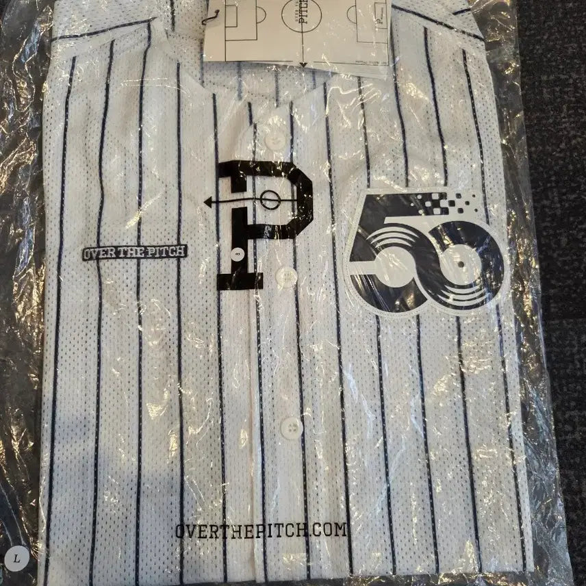 [BUNJANG] Over the Peach Striped Jersey White Navy L / 오버더피치 져지 화이트 네이비 스트라이프
