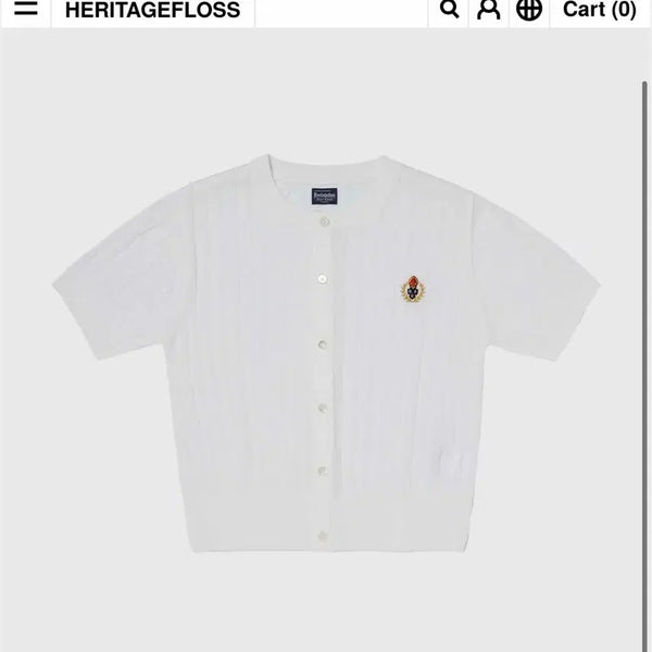 [BUNJANG] Heritage Floss Crest Cable Half-Sleeve Cardigan / 헤리티지플로스  가디건 CREST CABLE HALF-SLEEVE