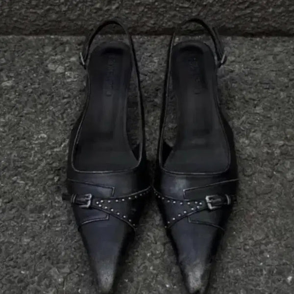 [BUNJANG] Bohemian Seoul Vintage Leather Belted Slingback Shoes (245/250) / 보헤미안서울 빈티지 레더 벨티드 슬링백 245/250