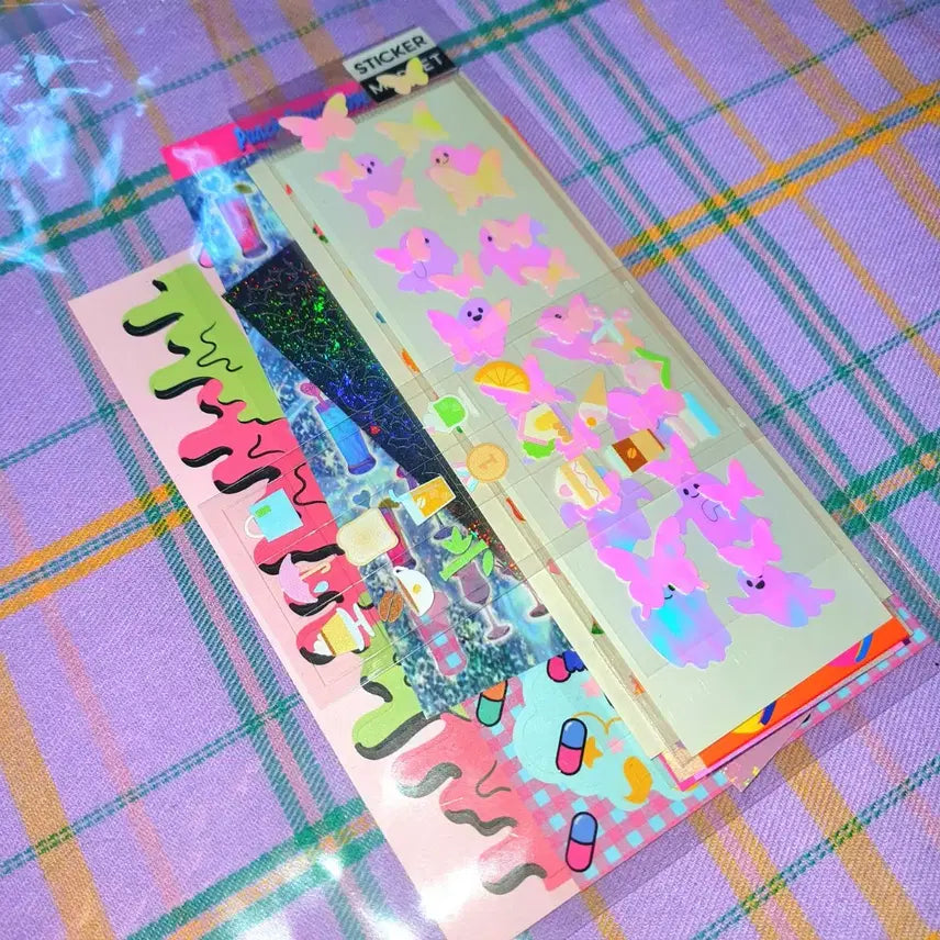 [BUNJANG] Hologram Sticker Bundle / 다꾸 스티커 자투리 모음 홀로그램 랜봉 일괄