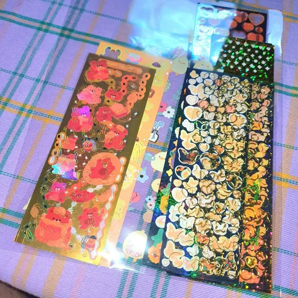 [BUNJANG] Yellow Assorted Scrapbooking Stickers Bundle Set / 다꾸 스티커 자투리 모음 랜봉 옐로우 일괄
