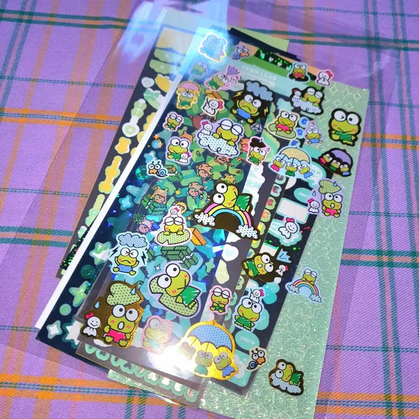[BUNJANG] Dating Scrapbooking Sticker Remnants Bundle Set Green / 다꾸 스티커 자투리 모음 그린 랜봉 일괄