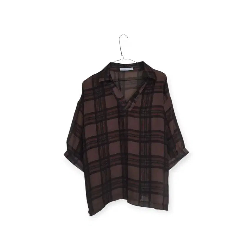 [BUNJANG] See-through Check Blouse / 시스루 체크 블라우스