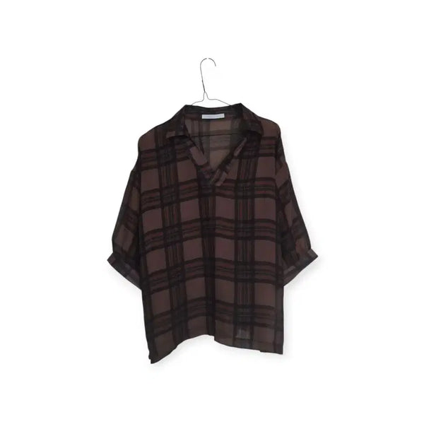 [BUNJANG] See-through Check Blouse / 시스루 체크 블라우스