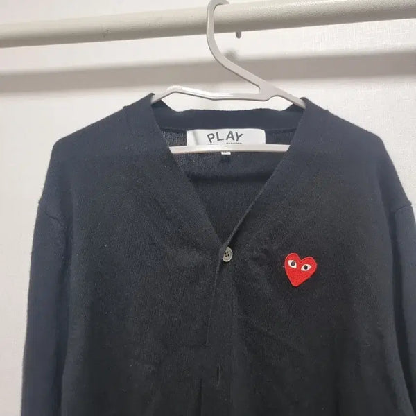 [BUNJANG] Comme des Garçons Play Double Heart Logo Cardigan Black XXL / [XXL] 꼼데가르송 플레이 더블와펜 가디건 (블랙)