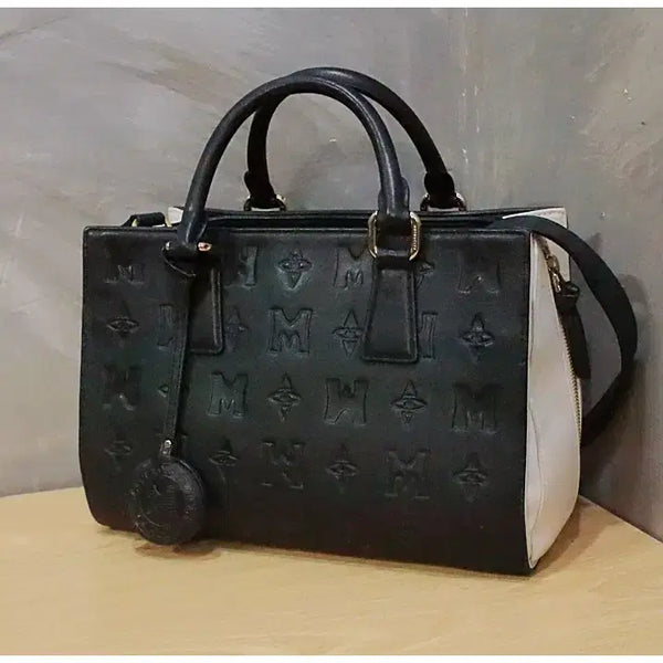 [BUNJANG] Metro City Logo Pattern Leather Tote Bag / 메트로시티 로고 패턴 가죽 토트백