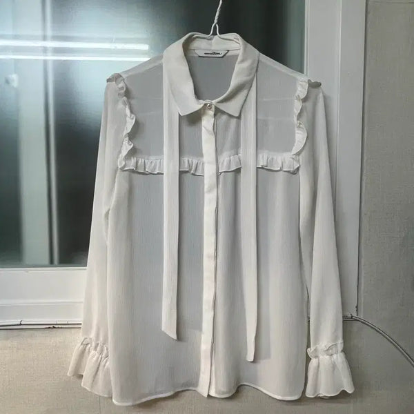 [BUNJANG] Roem White Chiffon Blouse / 로엠 화이트 쉬폰 블라우스
