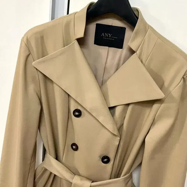 [BUNJANG] JePyeong ANY Trench Dress Coat Beige / 제평 애니 ANY 트렌치 원피스 겸 코트 베이지 스탠카라 더블버튼 벨트 벨티드 롱자켓