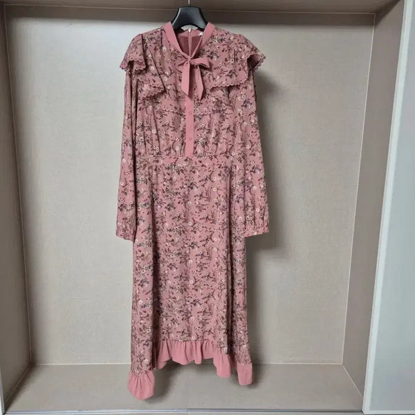 [BUNJANG] Floral Print Long Dress Pink / 잔꽃 무늬 원피스 핑크