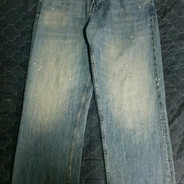 [BUNJANG] ZARA Loose Baggy Fit Damage Vintage Washing Denim Pants Middle Blue / 자라 루즈 배기핏 데미지 빈티지워싱 데님팬츠 미들블루 (34)
