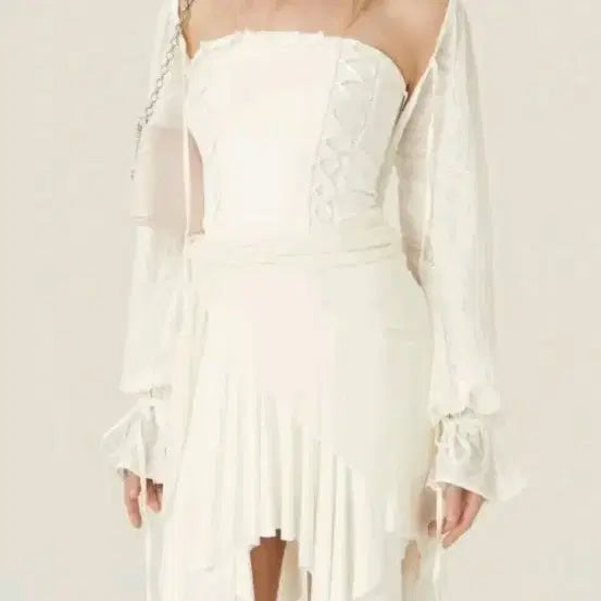 [BUNJANG] Three Times Stretch Lace-Up Dress Ivory / 쓰리타임즈 스트레치 레이스업 드레스 아이보리