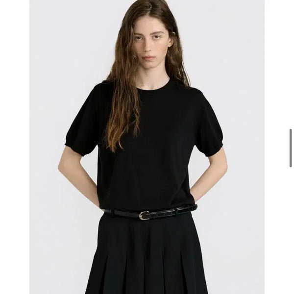 [BUNJANG] Hacer Women's Short Sleeve Knit Black / HACER 아쎄르 여성 반팔 니트 블랙