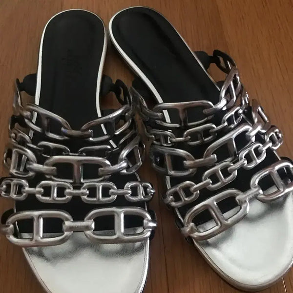 [BUNJANG] Hermès Silver Chain Design Sandals / 에르메스 샌들