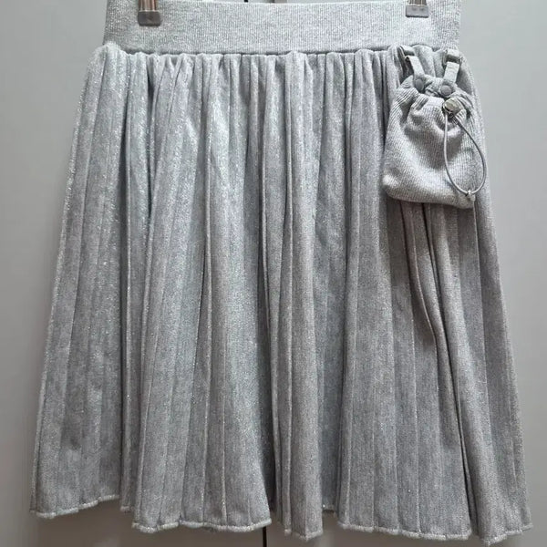 [BUNJANG] Elord Pleated Culottes Skirt with Detachable Ball Pouch - Size S / 여성골프 엘로드 플리츠 스커트 샤이닝실버