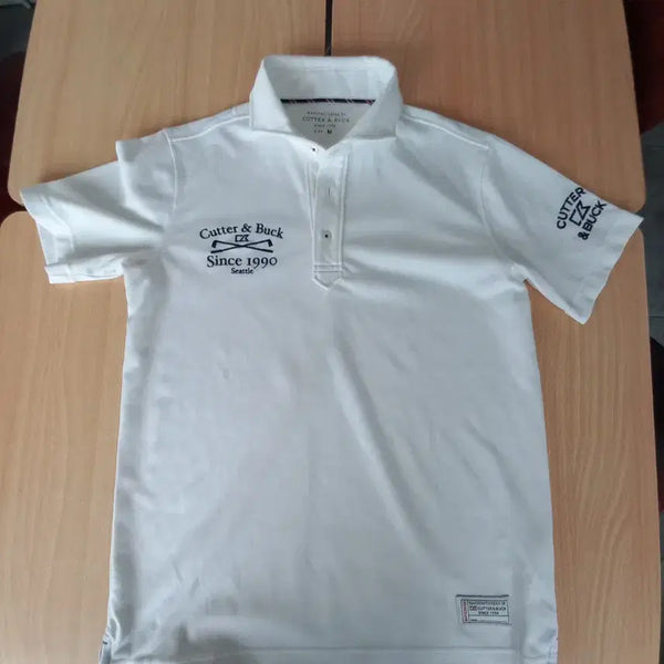 [BUNJANG] Cutter & Buck White Short Sleeve Golf Shirt (Size M) / 커터앤벅 화이트 반팔 골프 셔츠  (사이즈 M)
