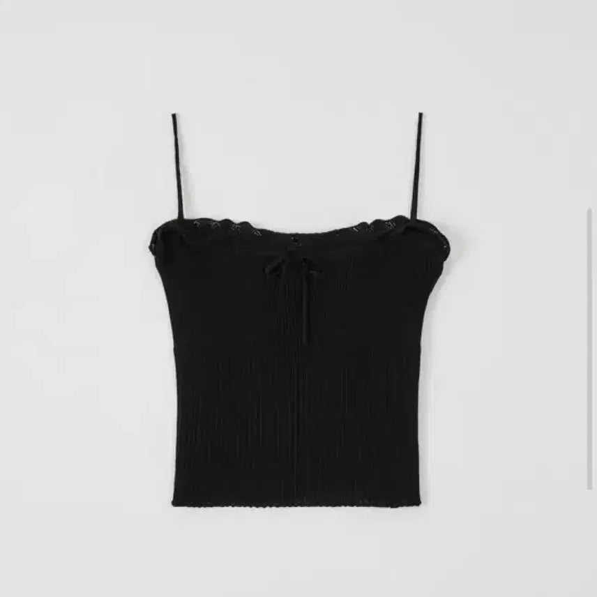[BUNJANG] Le Basement Ribbon Strap Black Knit Tank Top / 르 베이스먼트 리본 끈 나시 블랙 니트