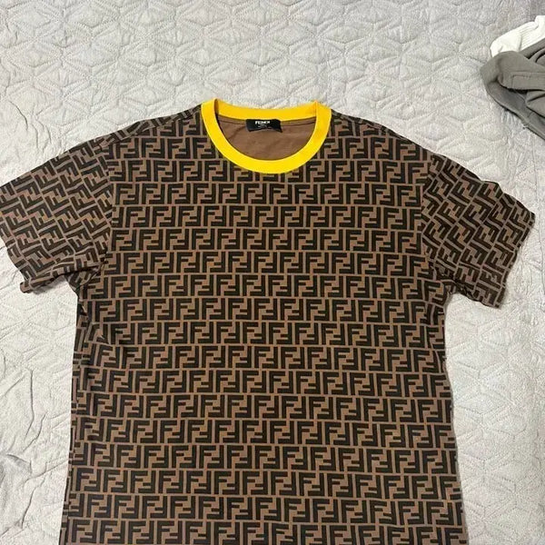 [BUNJANG] Fendi FF Logo Short Sleeve T-Shirt Brown / 펜디 FF 로고 반팔 티셔츠 브라운 M (정품)