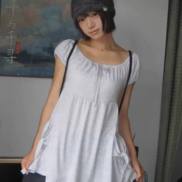 [BUNJANG] Duomiu Shirred Pocket Top White Melange / 뚜오미오 SHIRRED POCKET TOP